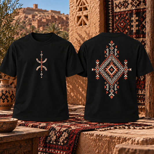 T-Shirt Oversize Amazigh – Héritage Géométrique – Unisexe