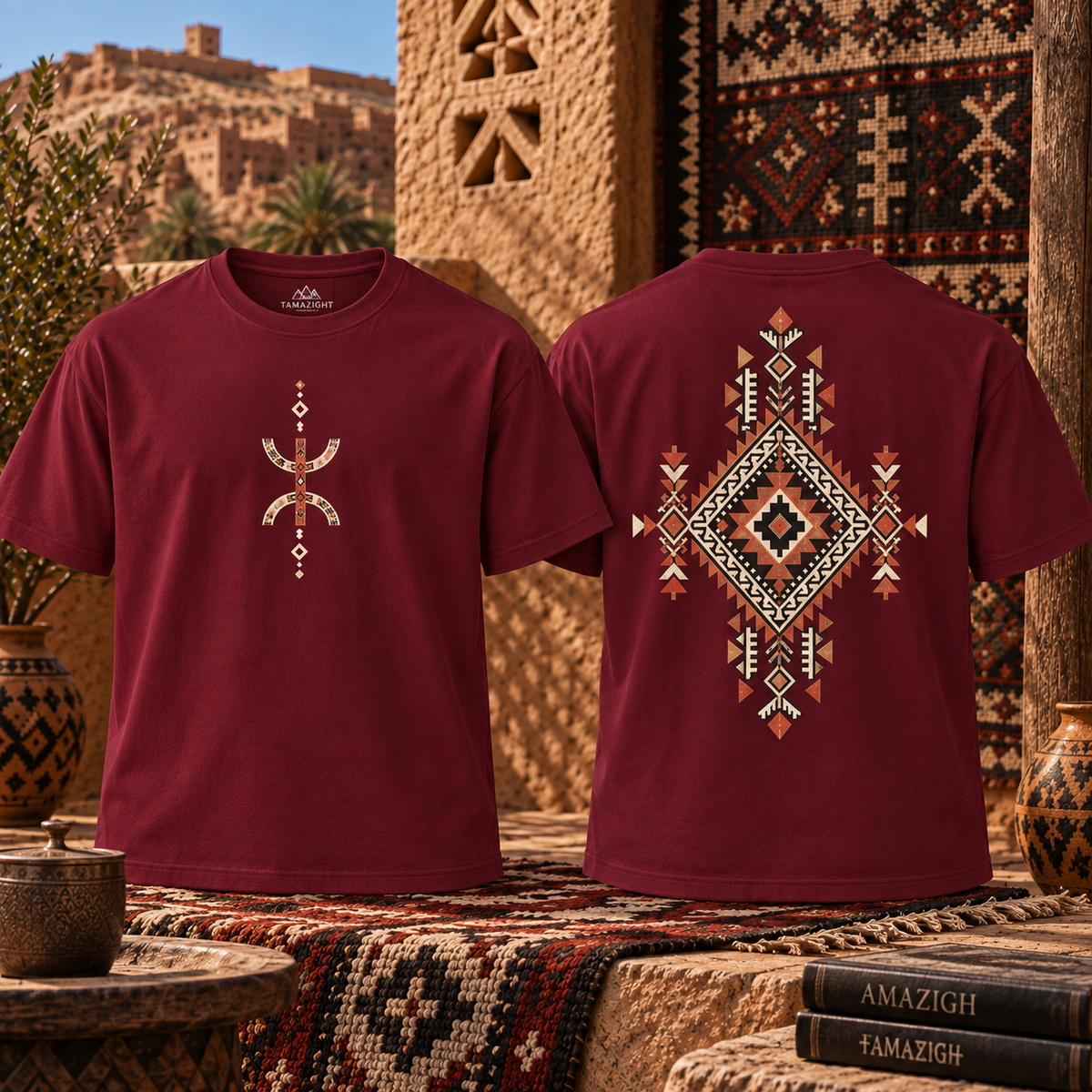 T-Shirt Oversize Amazigh – Héritage Géométrique – Unisexe