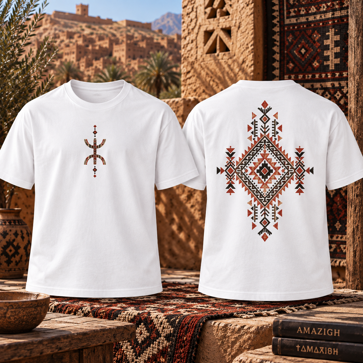 T-Shirt Oversize Amazigh – Héritage Géométrique – Unisexe